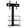 Corner TV Stand 3-Tiers for 32-70 Inch - Black & Silver