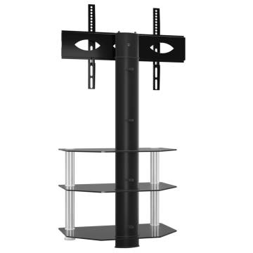 Corner TV Stand 3-Tiers for 32-70 Inch - Black & Silver