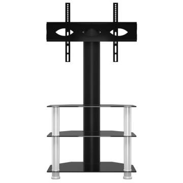 Corner TV Stand 3-Tiers for 32-70 Inch - Black & Silver