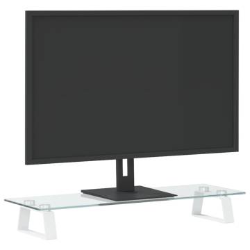 Monitor Stand White - Tempered Glass & Metal | HipoMarket