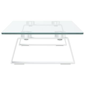 Monitor Stand White - Tempered Glass & Metal | HipoMarket