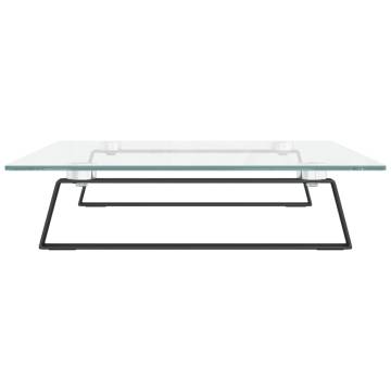 Black Monitor Stand - Tempered Glass & Metal - 60x35x8 cm