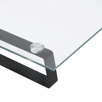 Black Monitor Stand - Tempered Glass & Metal - 60x35x8 cm