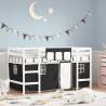 Kids' Loft Bed with Curtains White&Black 90x200cm Solid Wood Pine Colour white and black Size 90 x 200 cm 