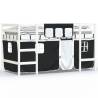 Kids' Loft Bed with Curtains White & Black - Solid Pine Wood