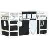 Kids' Loft Bed with Curtains White & Black - Solid Pine Wood