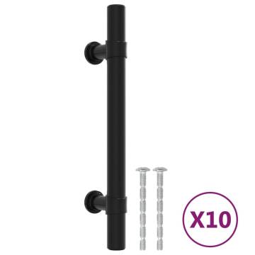 Elegant Black Stainless Steel Cabinet Handles - 10 pcs