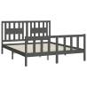 Grey Pine Bed Frame with Headboard - King Size 150x200 cm