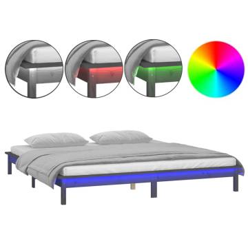 LED Bed Frame Grey 180x200 cm Super King Size - Hipomarket