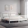 White Solid Wood Bed Frame with Headboard - 200x200 cm