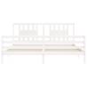 White Solid Wood Bed Frame with Headboard - 200x200 cm