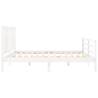 White Solid Wood Bed Frame with Headboard - 200x200 cm