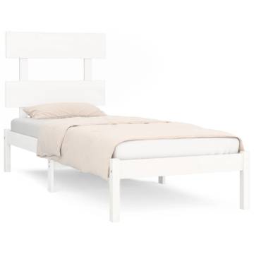 White Solid Wood Bed Frame 90x200 cm - Timeless Design