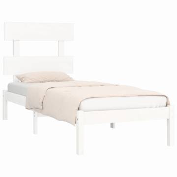 White Solid Wood Bed Frame 90x200 cm - Timeless Design