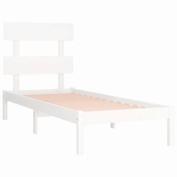 White Solid Wood Bed Frame 90x200 cm - Timeless Design