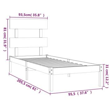 White Solid Wood Bed Frame 90x200 cm - Timeless Design