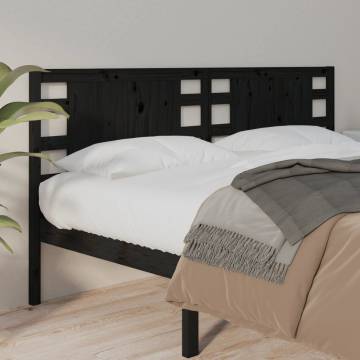 Stylish Black Pine Bed Headboard - 206x4x100 cm