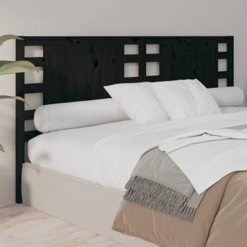 Stylish Black Pine Bed Headboard - 206x4x100 cm