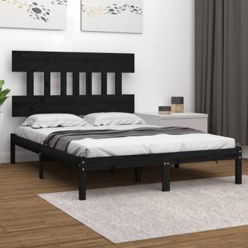 Bed Frame Black Solid Wood 200x200 cm - Stylish & Sturdy