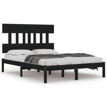 Bed Frame Black Solid Wood 200x200 cm - Stylish & Sturdy