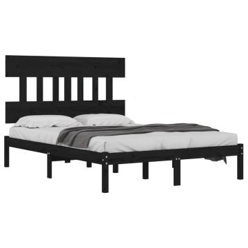 Bed Frame Black Solid Wood 200x200 cm - Stylish & Sturdy