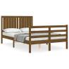 Honey Brown Small Double Solid Wood Bed Frame with Headboard