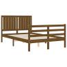 Honey Brown Small Double Solid Wood Bed Frame with Headboard