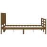 Honey Brown Small Double Solid Wood Bed Frame with Headboard