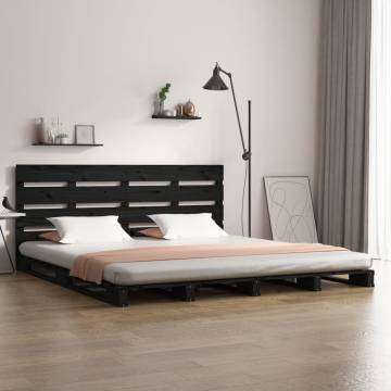 Black Pine Double Bed Frame 135x190 cm - Modern & Sturdy