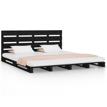 Black Pine Double Bed Frame 135x190 cm - Modern & Sturdy