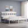 Bed Frame with Headboard White Super King Size Solid Wood Colour white Size 180 x 200 cm Model high 