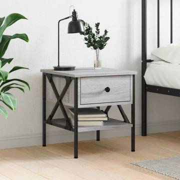 Stylish Grey Sonoma Bedside Table - 40x42x45 cm | HipoMarket