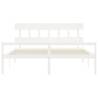 White Super King Size Bed Frame with Headboard - Solid Wood