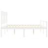 White Super King Size Bed Frame with Headboard - Solid Wood