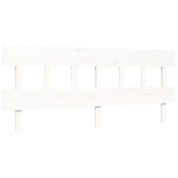 White Super King Size Bed Frame with Headboard - Solid Wood