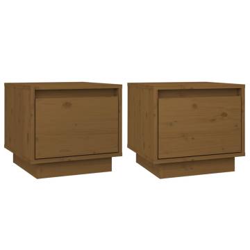 Elegant Honey Brown Bedside Cabinets - 2 pcs Solid Pine