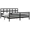 Black Bed Frame with Headboard - Solid Wood 200x200 cm