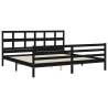 Black Bed Frame with Headboard - Solid Wood 200x200 cm