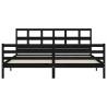 Black Bed Frame with Headboard - Solid Wood 200x200 cm