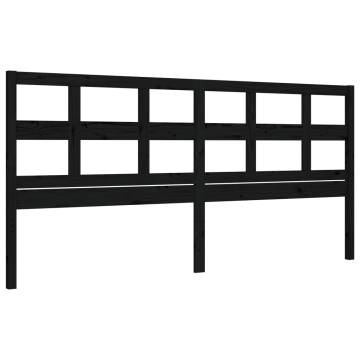 Black Bed Frame with Headboard - Solid Wood 200x200 cm