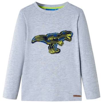 Kids' Long Sleeve T-Shirt Grey Melange - Age 5-6 | Hipomarket