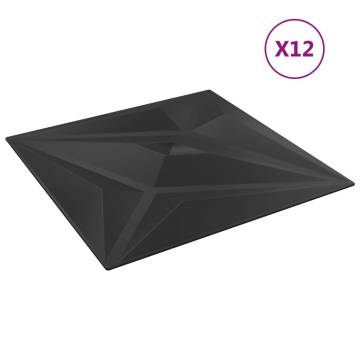 Stylish Black Wall Panels 12 pcs XPS 50x50 cm - Hipomarket