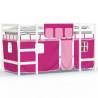 Kids' Loft Bed with Curtains Pink - Solid Pine 90x190cm