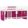 Kids' Loft Bed with Curtains Pink - Solid Pine 90x190cm