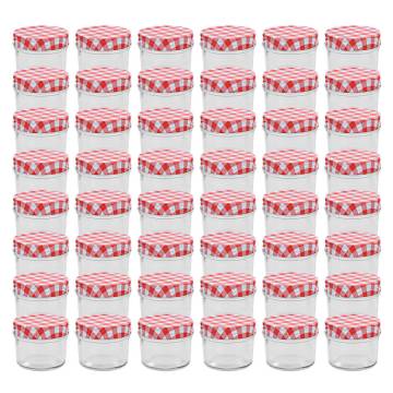 Glass Jam Jars with White & Red Lids - 48 pcs, 110 ml