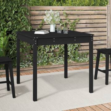 Garden Table Black 82.5x82.5 cm | Solid Wood Pine