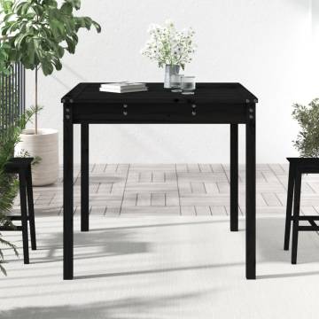 Garden Table Black 82.5x82.5 cm | Solid Wood Pine