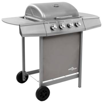 Gas BBQ Grill with 4 Burners - Silver | Ideal for Outdoor Cooking