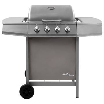 Gas BBQ Grill with 4 Burners - Silver | Ideal for Outdoor Cooking