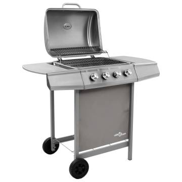 Gas BBQ Grill with 4 Burners - Silver | Ideal for Outdoor Cooking